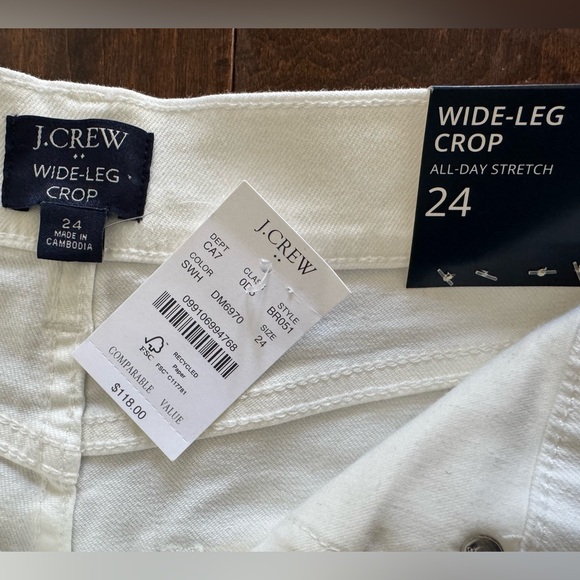 NWT J. Crew Factory Women's Wide-Leg Cropped Jean in All Day Stretch Size 24 - Picture 4 of 6